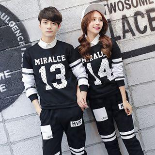 Set: Lettering Couple Top + Sweatpants