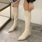 Plain Pointy-toe Stiletto Heel Knee-high Boots