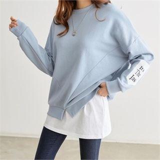 Slit-detail Printed Sweatshirt