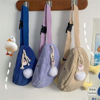Pom Pom Corduroy Sling Bag