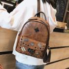 Faux Leather Pins Accent Backpack
