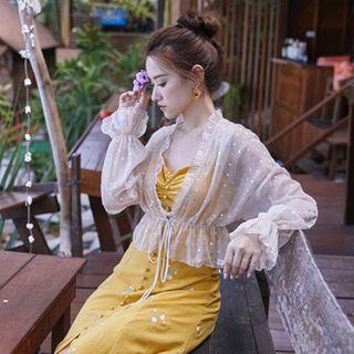 Dotted Tie-front Light Jacket