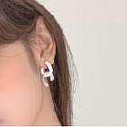 Geometric Pearl Dangle Earring 1 Pair - Gold & White - One Size
