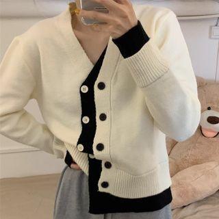 Mock Two-piece Color Panel Long-sleeve Cardigan