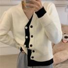 Mock Two-piece Color Panel Long-sleeve Cardigan