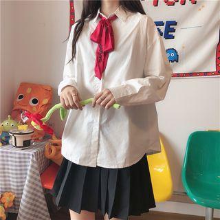 Plain Shirt With Embroidered Tie