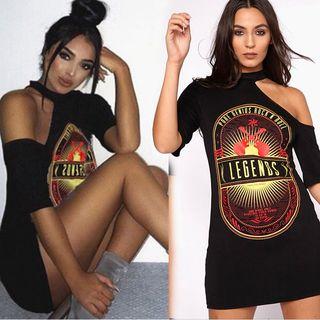 Short Sleeve Floral Print Cutout Sheath Dress