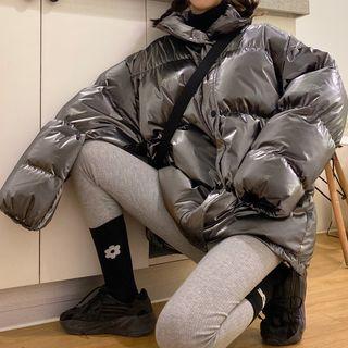 Padded Zip Coat Silver - One Size
