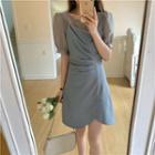 Inset Short-sleeve Slit Slipdress