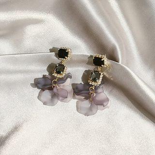 Rhinestone Petal Fringed Earring 1 Pair - 925 Silver Needle - As Shown In Figure - One Size