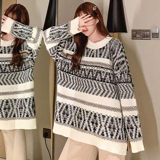 Crew-neck Jacquard Sweater