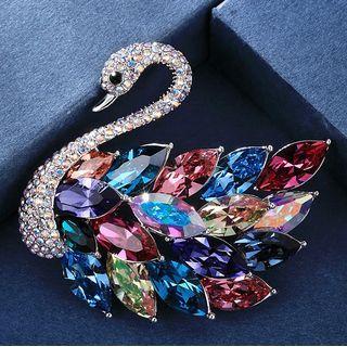Swarovski Elements Crystal Swan Brooch Swan Brooch - Multicolor - One Size