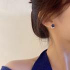 Flower Faux Pearl Rhinestone Alloy Earring 1 Pair - Dark Blue - One Size