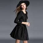 3/4-sleeve Pleated Party Dress