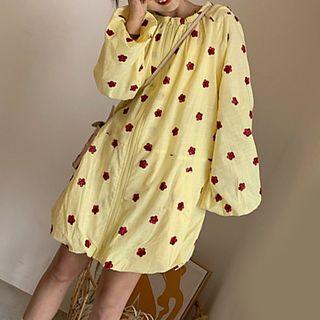 Floral Loose-fit Mini Dress As Shown In Figure - One Size