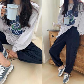 Letter Oversize T-shirt Melange White - One Size