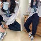 Letter Oversize T-shirt Melange White - One Size