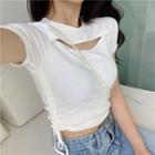 Cutout Short-sleeve Slim-fit Cropped T-shirt