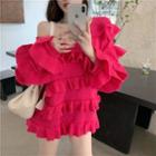 Ruffle Bell-sleeve Loose-fit Sweater - 2 Colors