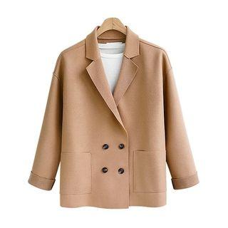 Double Breasted Cropped Woolen Coat