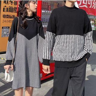 Houndstooth Panel Sweater / Dress