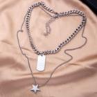 Tag & Star Pendant Stainless Steel Necklace Silver - One Size