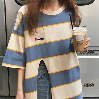 Striped Slited Long T-shirt