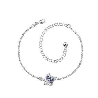 Fashion Simple Star Blue Cubic Zircon Anklet Silver - One Size