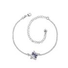 Fashion Simple Star Blue Cubic Zircon Anklet Silver - One Size