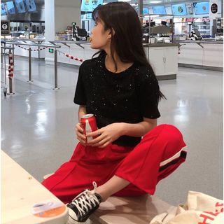 Short-sleeve Crop T-shirt / Sweatpants
