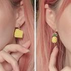 Non-matching Acrylic Pineapple Dangle Earring 1 Pair - Asymmetric - Yellow - One Size