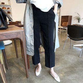 High Band-waist Straight-cut Pants