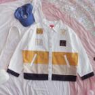 Color Block Shirt Jacket Yellow & White - One Size