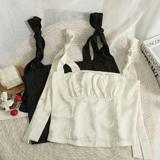 Strap-details Ruched Crop Top