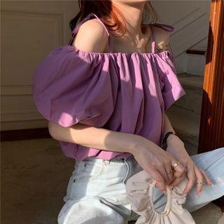 Cold-shoulder Short-sleeve Oversize Blouse