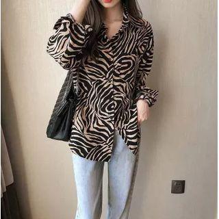 Zebra-print Long-sleeve Shirt