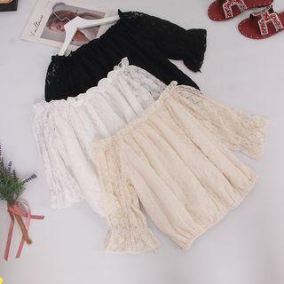 Lace Off-shoulder 3/4-sleeve Top