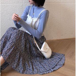 Vintage Floral Print Midi Pleated Skirt