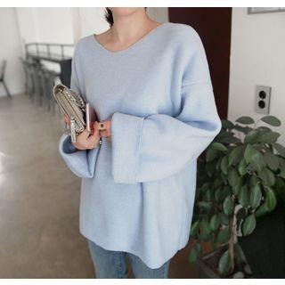 Wide-sleeve Brushed-fleece T-shirt