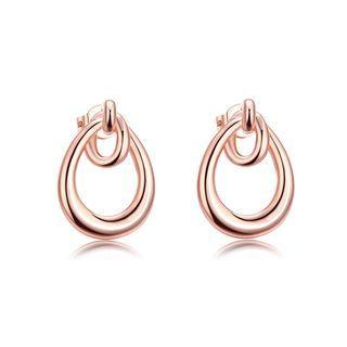 Simple Plated Rose Gold Pierced Water Drop Earrings Rose Gold - One Size