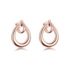 Simple Plated Rose Gold Pierced Water Drop Earrings Rose Gold - One Size