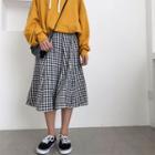 Pleated Check A-line Skirt