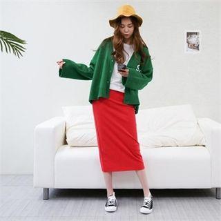 V-neck Lettering Back Cardigan