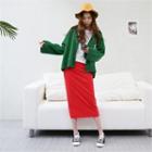 V-neck Lettering Back Cardigan