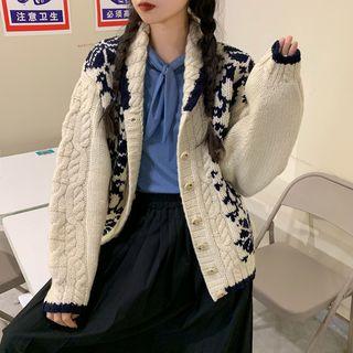 Snowflake Jacquard Cardigan Almond - One Size