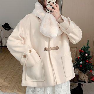 Plain Coat With Scarf