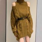 Cold-shoulder Cable-knit Dress