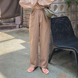 Side-tab Wide-leg Linen Pants