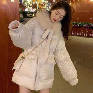 Glittered Padded Zip-up Jacket