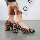 Leopard Print Chunky Heel Pumps